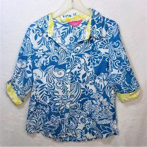 PAPPAGALLO Hawaiian Floral Blouse Size Med